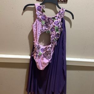 Purple embroidered girl dance costume